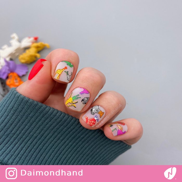 Mismatched Animal Nails